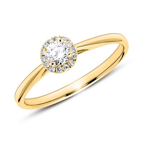 Ring i 14 kt. Guld med Diamanter - 0,21 ct.