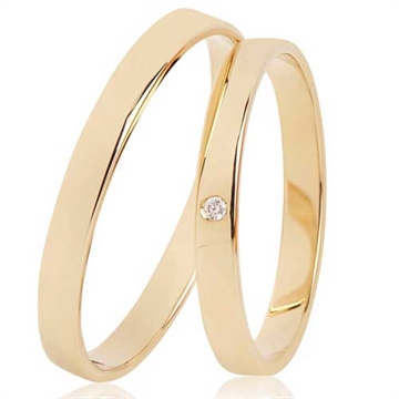 Classic Vielsesringe i 14 kt. Guld med Diamant 0,01 ct. - 2,5 mm