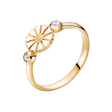 Marguerit ring i Forgyldt Sølv med Zirkonia