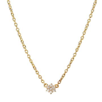 Collier i 14 kt. Guld med Roset af Diamanter - 0,07 ct