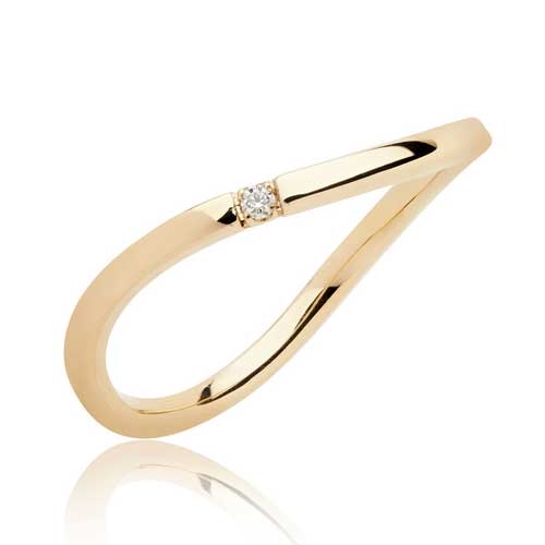 BARTOLI Elegance alliancering i 14 kt. Guld med Diamant - 0,01 ct.