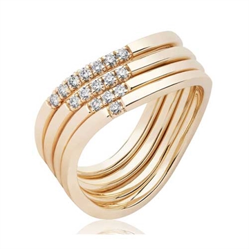 BARTOLI Elegance Alliancering i 14 kt. Guld med Diamanter
