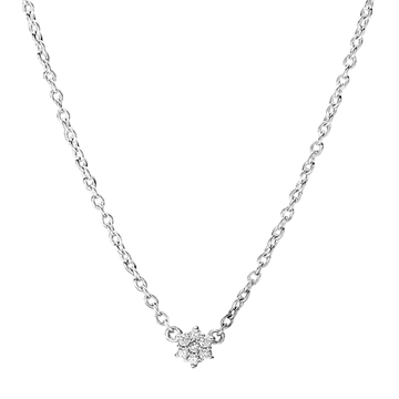 Collier i 14 kt. Hvidguld med Roset af Diamanter - 0,07 ct.