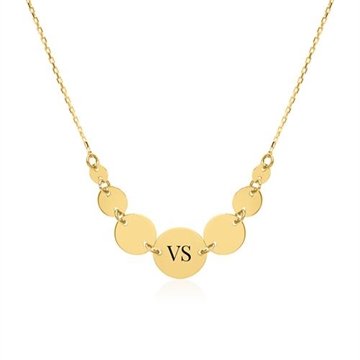Collier i 9 kt. Guld med runde Vedhæng - Evt. gravering