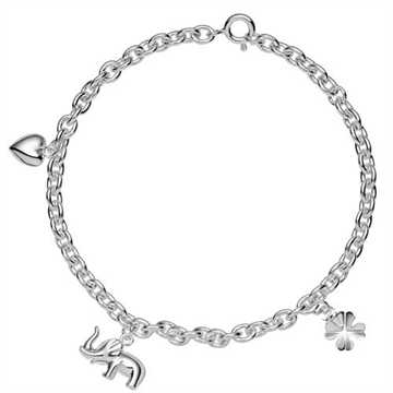 Armbånd i Sølv med Charms - 14 og 16 cm