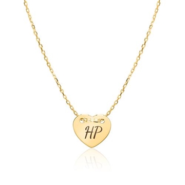Collier i 9 kt. Guld med Hjerte med lasergravering