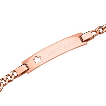 Figaro armbånd i rosaforgyldt Sølv med Stjerne og diamantgravering