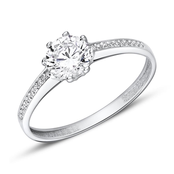 Forlovelsesring i 9 kt. Hvidguld med Zirkoniasten