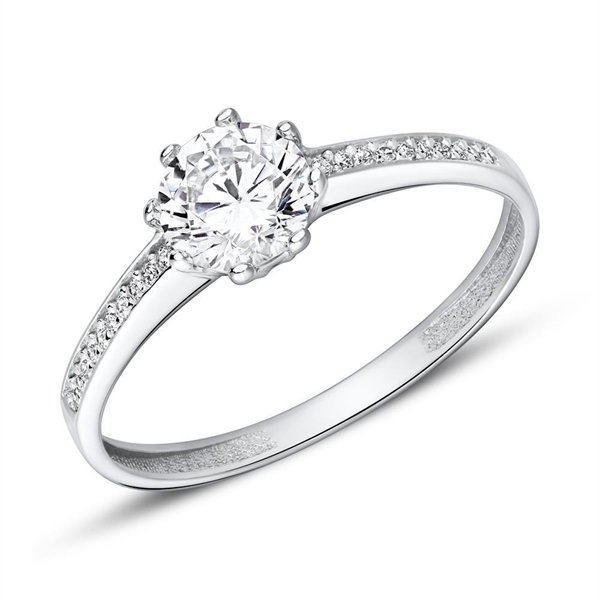 Forlovelsesring i 9 kt. Hvidguld med Zirkoniasten