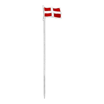 Nål i Sølv med det danske Flag