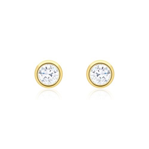 Runde ørestikker i 14 kt. Guld med Diamanter - 0,20 ct.