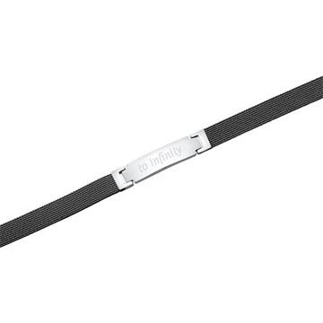 Mesh armbånd i sort Stål 19 og 20 cm med diamantgravering