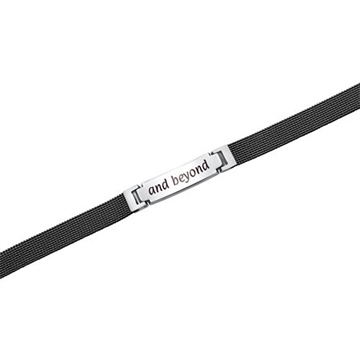Mesh armbånd i sort Stål 19 og 20 cm med lasergravering