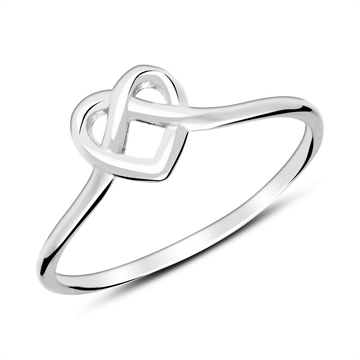 Sølv Ring med flettet Hjerte