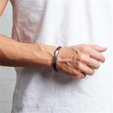 Læderarmbånd med Stålplade