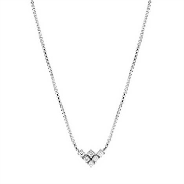 Collier i 14 kt. Hvidguld med Diamanter - 0,12 ct