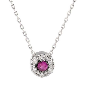 Collier i 18 kt. Hvidguld med Rubin og Diamanter 0,07 ct.- 40 og 45 cm