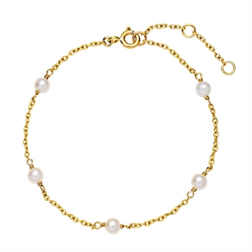 Armbånd i 8 kt. Guld med Ferskvandsperler 16 til 19 cm
