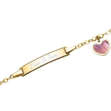 Armbånd i 14 kt. Guld med Hjerte med diamantgravering