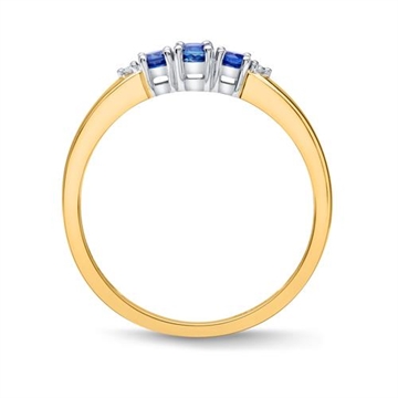 Guldring i 14 kt. Guld og Hvidguld med Safir og Diamanter