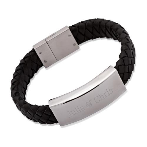 Sort Læderarmbånd 19 eller 21 cm 