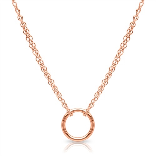 Collier i rosaforgyldt Sølv med Ringe