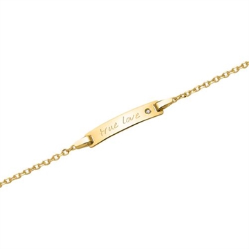 Armbånd i 14 kt. Guld med Diamant 0,01 ct. med diamantgravering