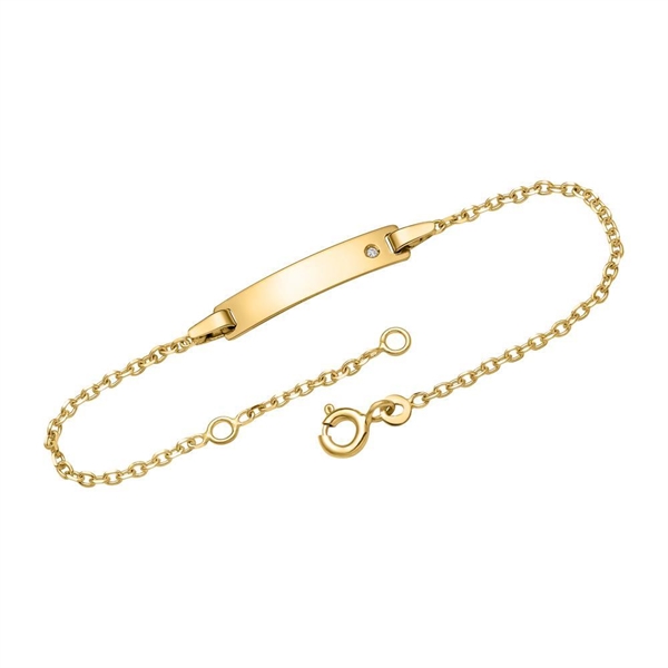 Armbånd i 14 kt. Guld med Diamant 0,01 ct. - 16 eller 19 cm