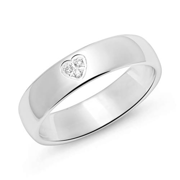 Vielsesring i Sølv med Hjerte Zirkonia - 5 mm