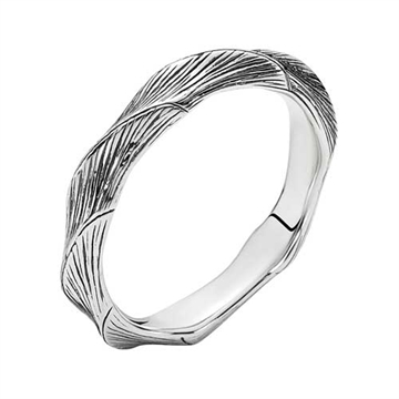 Bambus Ring i oxyderet Sølv