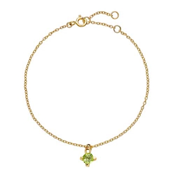 Armbånd i 8 kt. Guld med Peridot - 16 til 19 cm