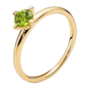 Ring i 8 kt. Guld med grøn Peridot