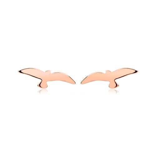 Øreringe i rosaforgyldt Sølv med svævende Fugle