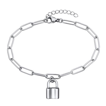 Armbånd med aflange led og Love Lock - Mulighed for gravering