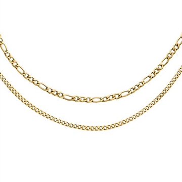 Forgyldt dobbelt Collier - 42 til 47 cm