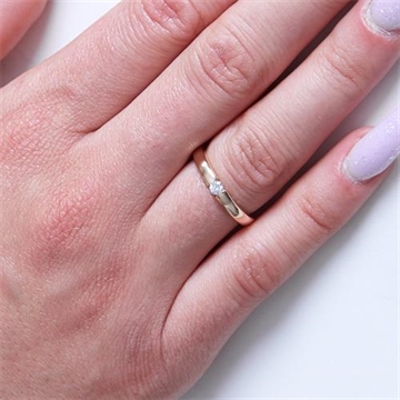 Forlovelsesring i 14 kt. Guld med Diamant - 0,10 ct.