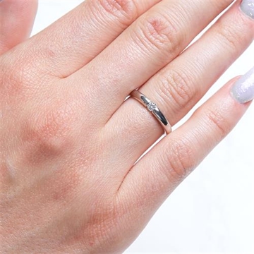 Forlovelsesring i 14 kt. Hvidguld med Diamant - 0,10 ct.