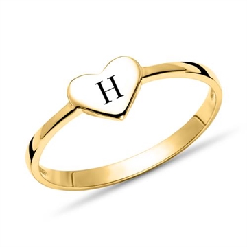 Ring i 9 kt. Guld med Hjerte 