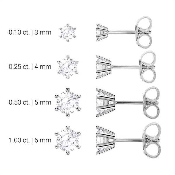 Hvidgulds Ørestikker 14 kt. med hvid Topaz - fra 3 mm