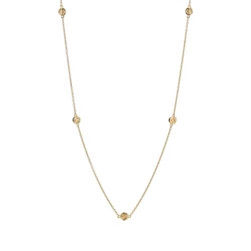 Collier i forgyldt Sølv med 5 små rustikke Plader - 45 og 48 cm