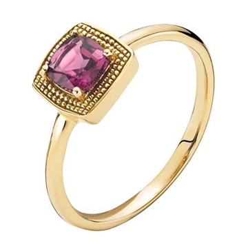 Firkantet Ring i 14 kt. Guld med Rodolit