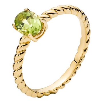 Ring i forgyldt Sølv med grøn Peridot