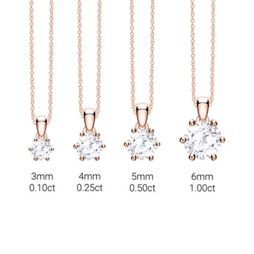 Klassisk Vedhæng i 14 kt. Guld med hvid Topaz - fra 3 mm