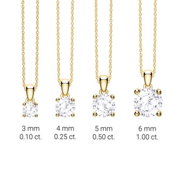 Vedhæng i 14 kt. Guld med hvid Topaz - fra 3 mm