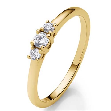 Diamantring i 14 kt. Guld - 0,18 ct.