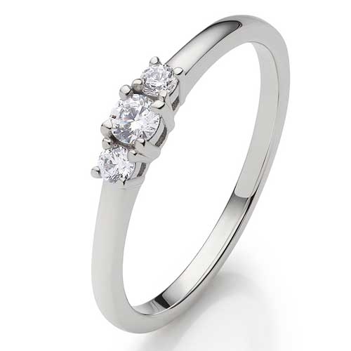 Diamantring i 14 kt. Hvidguld - 0,18 ct.