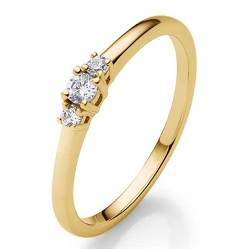 Diamantring i 14 kt. Guld - 0,12 ct.