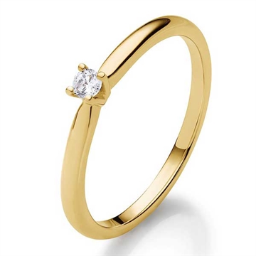 Solitairering i 14 kt. Guld med Diamant - 0,05 ct