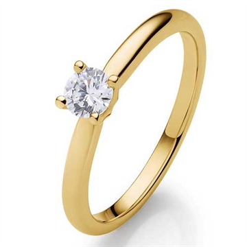 Solitairering i 14 kt. Guld med Diamant - 0,25 ct