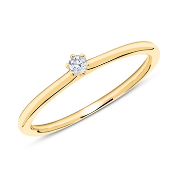 Solitairering i 14 kt. Guld med Diamant - 0,05 ct